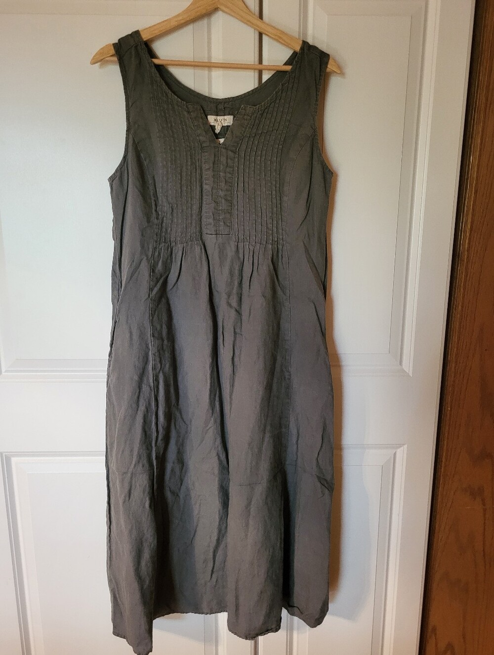 Malvin 100% Linen Midi Dress Grey Size 8